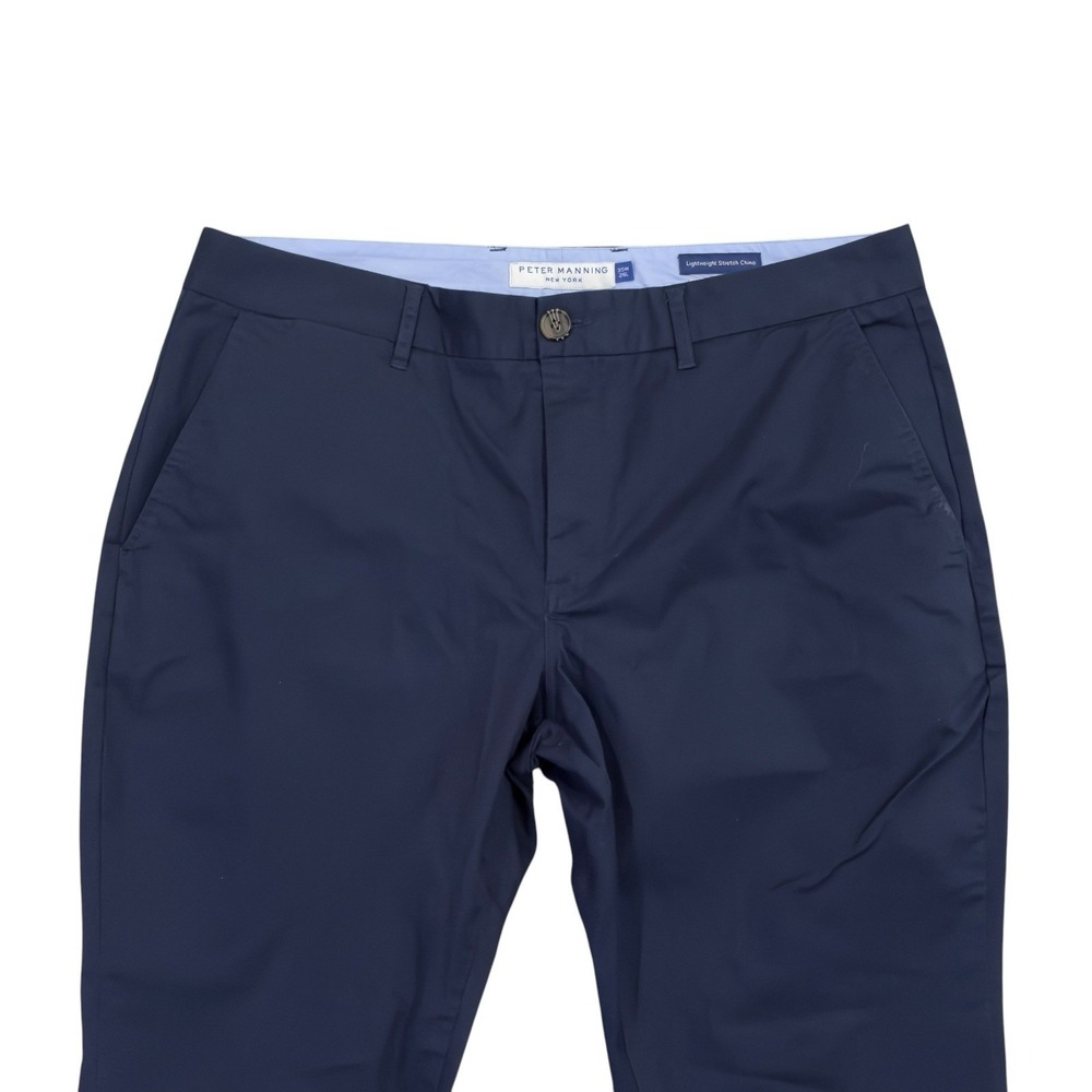 Peter Manning Men's 35x26 Navy Blue Lightweight Stretch Straight Leg Chino Pants